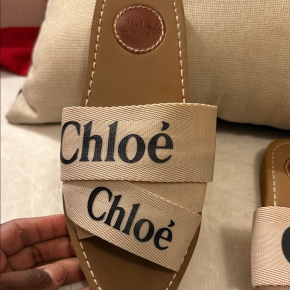 Chloe Woody Flat Mules Women's Tan Sandals Slides - Picture 3 of 10